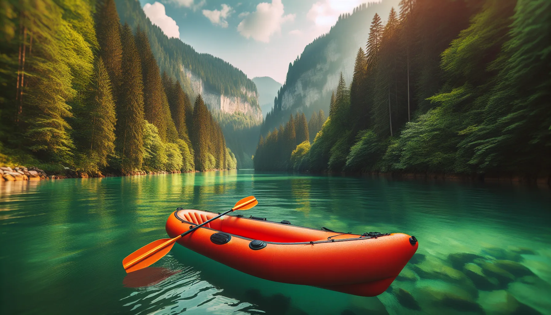 Inflatable kayak packed and ready for transport