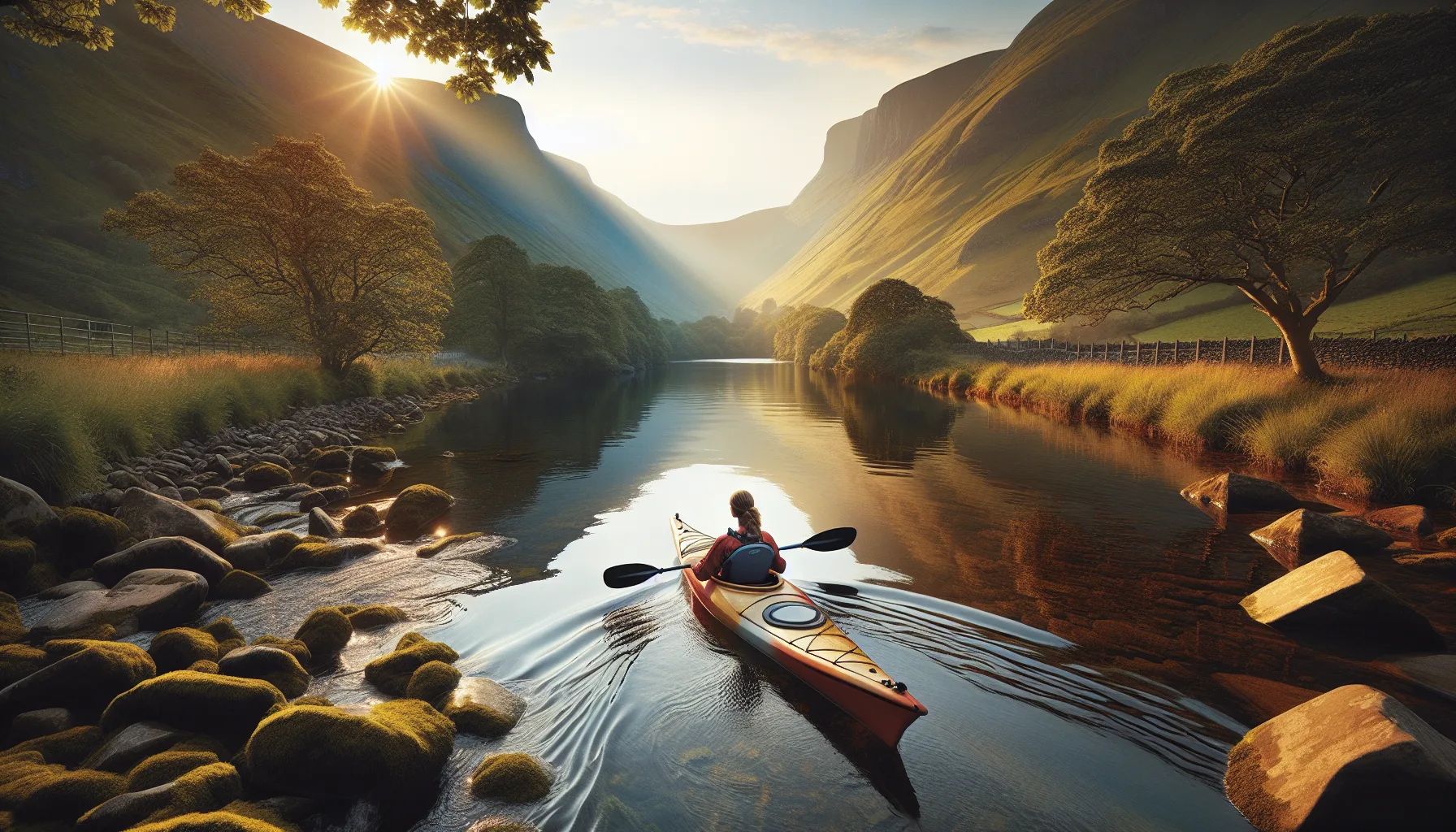 Scenic kayaking adventure on a UK river route