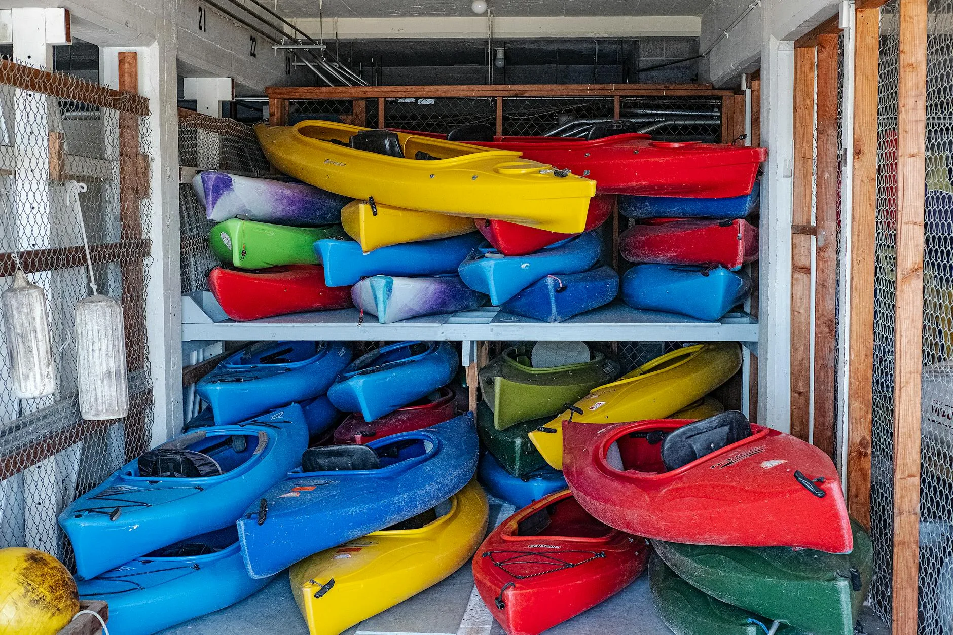 Kayak gear packed for an outdoor adventure
