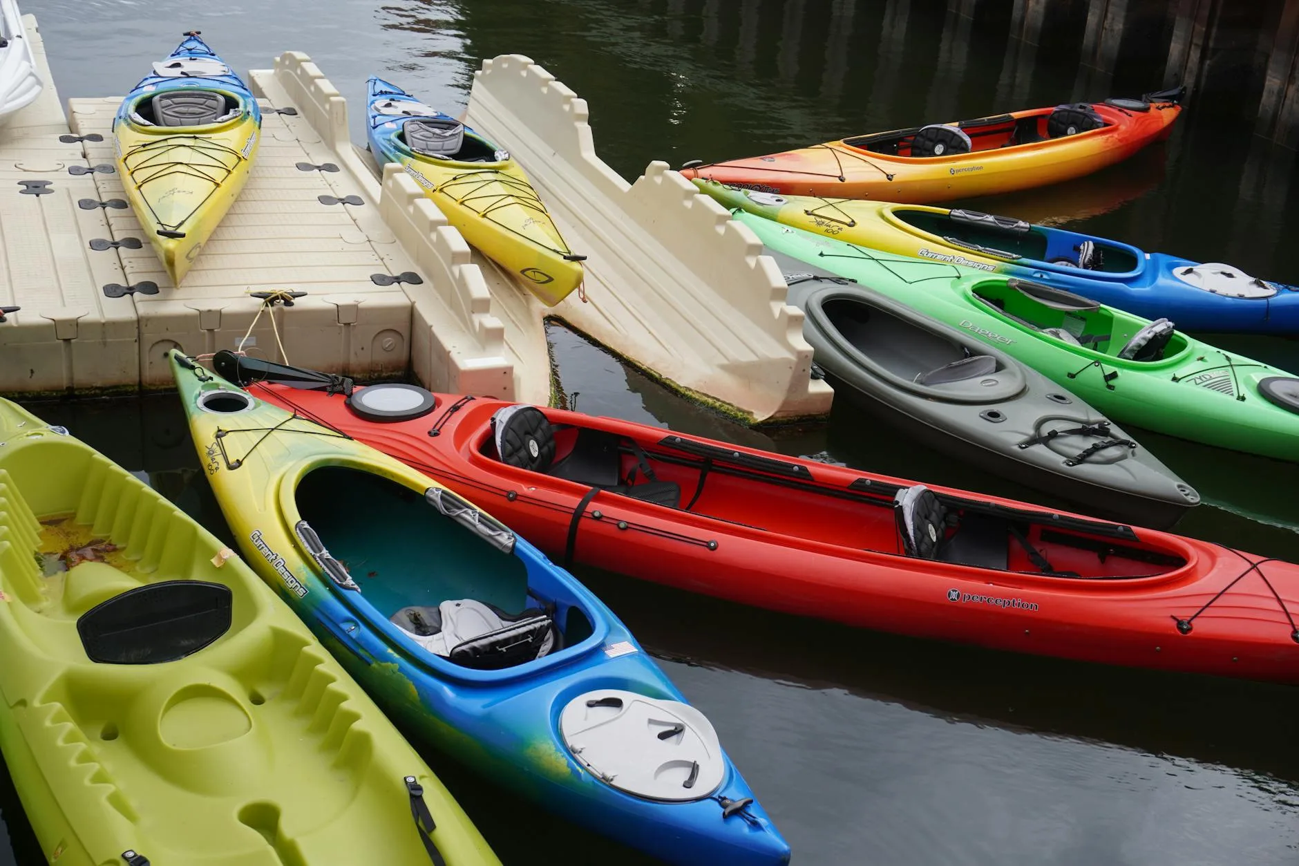 Paddling equipment and accessories on display
