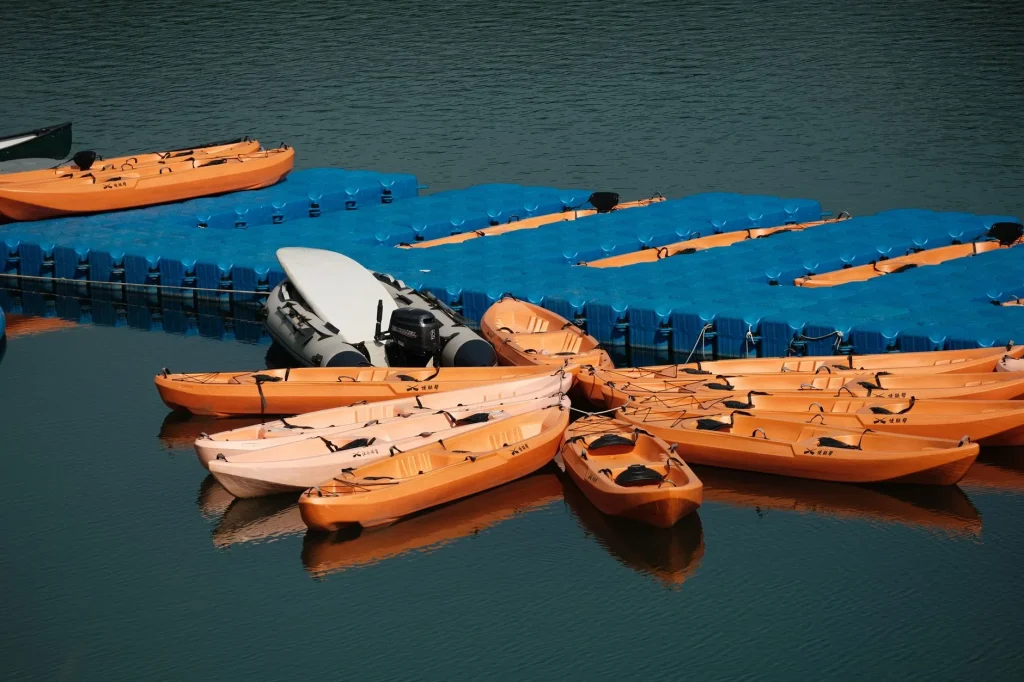 Recreational kayak on a calm lake for budget paddling