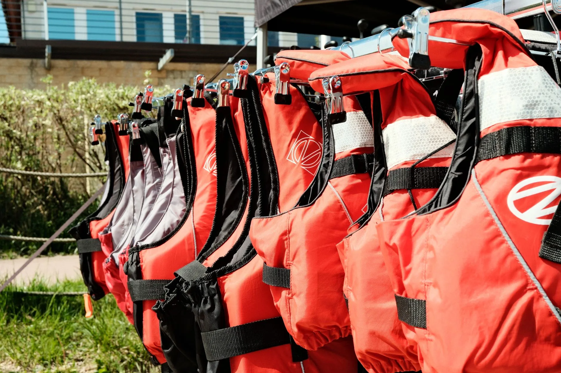 Buoyancy aid and kayaking safety gear laid out together